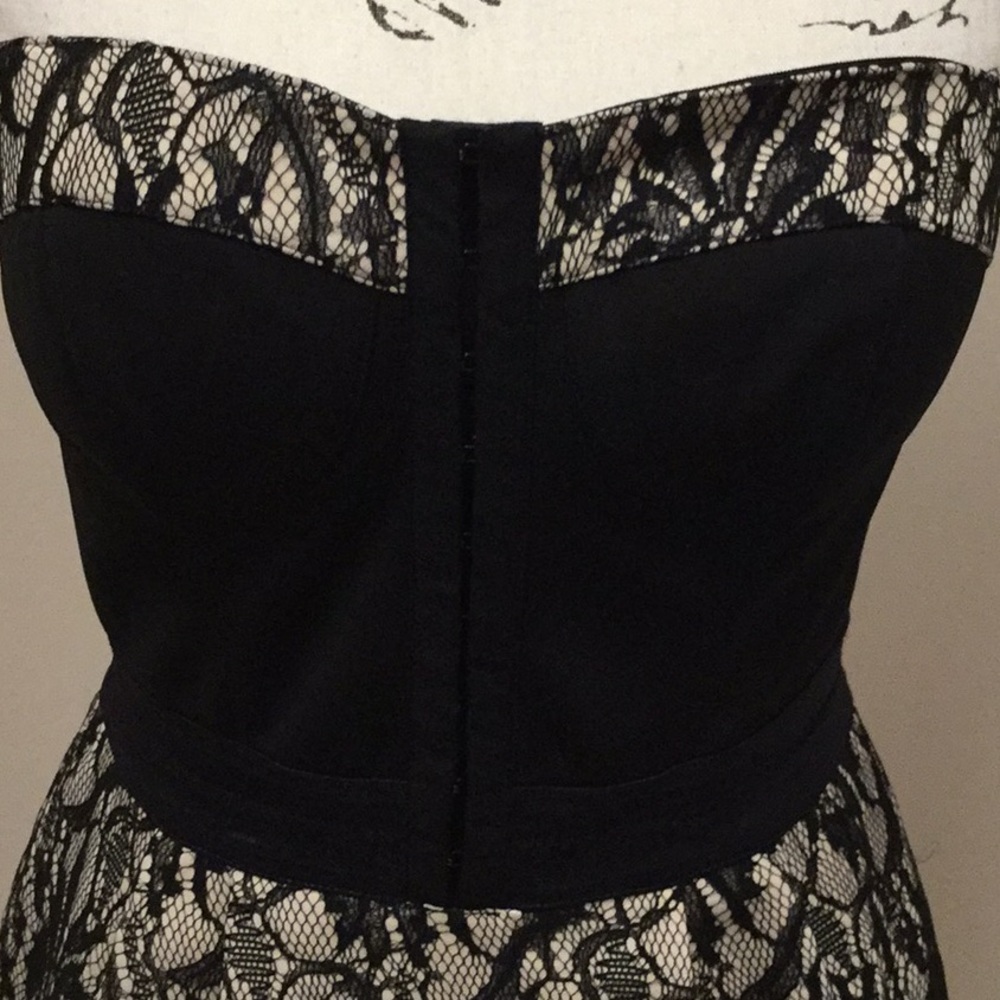 Miha black lace with underlay strapless mini dress - Picture 2 of 8